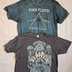 Pink Floyd & Led Zeppelin Old School Men's XL Graphic T-Shirt Lot